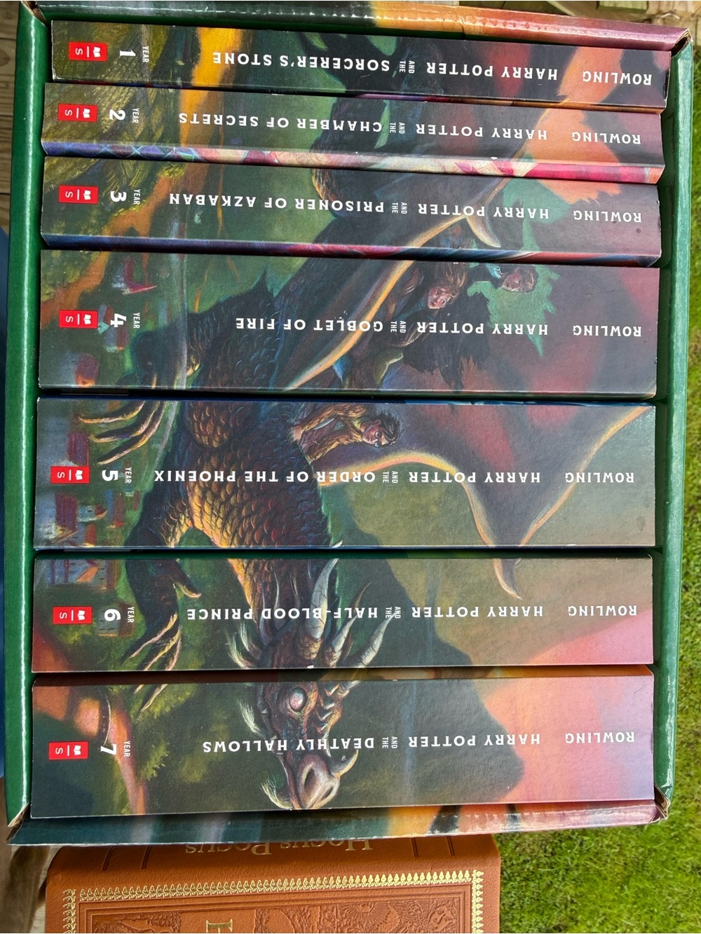 Scholastic Harry Potter Book Set with Green, Brown, Red, Black Spines